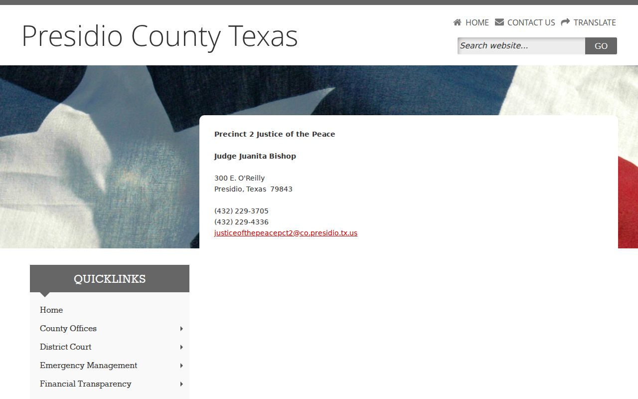 Presidio County Precinct 2 criminal court record information