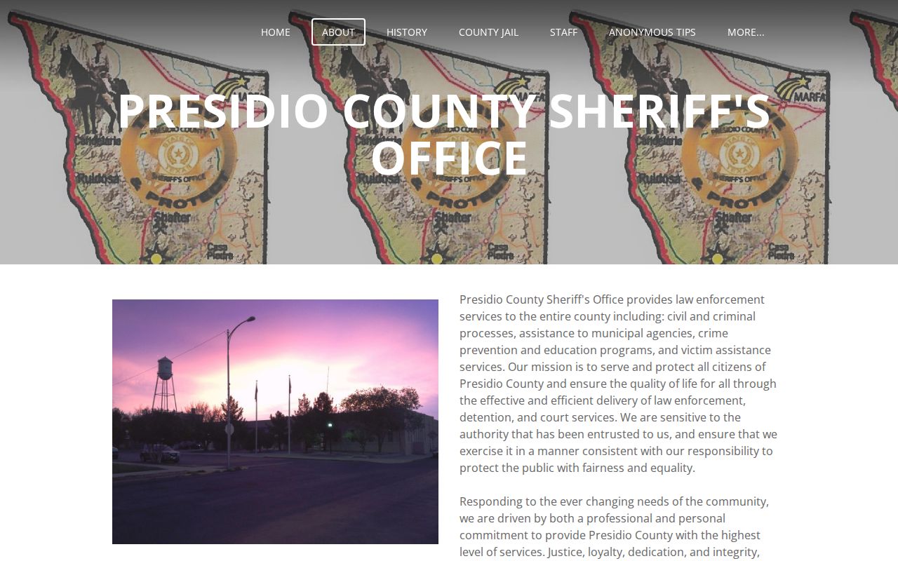 Presidio County Sheriff source for arrest records and booking jurisdiction